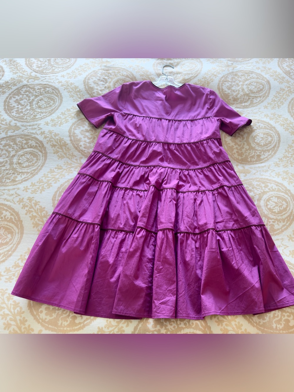 MINT CONDITION STAUD TIERED FUCHSIA COTTON MINI-DRESS SIZE SMALL - Picture 7 of 9